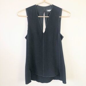 Rag & Bone Women's Black Crepe V-neck Cut-out Back Top XS